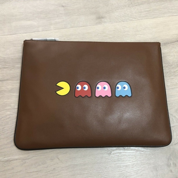 Coach Handbags - Coach Large Pouch With Pac-Man Motif Saddle